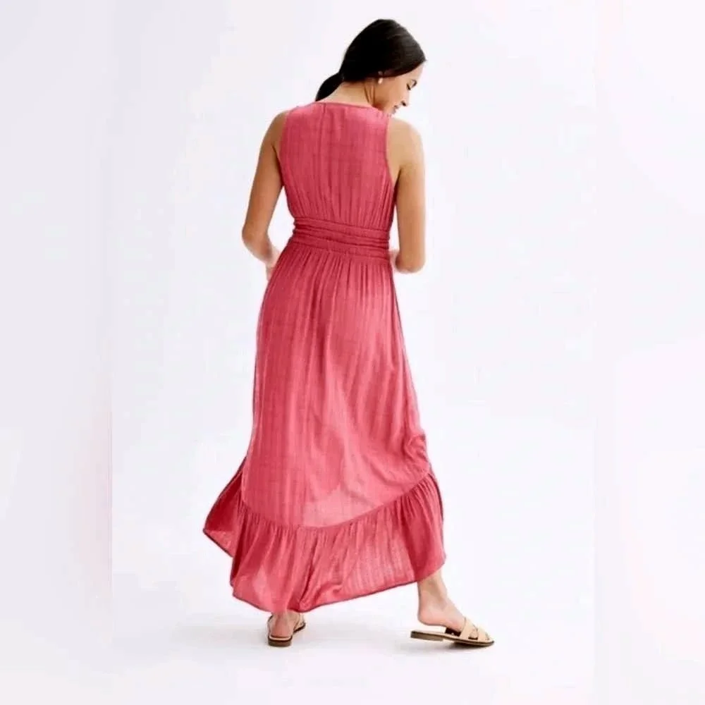 Rewind Women Plus XXL High Low Skater Dress Dusty Rose Textured Smocked New
